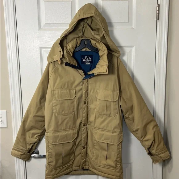 Woolrich Vintage Insulated Timber Jacket Coat Men's size XL tan USA with Hood